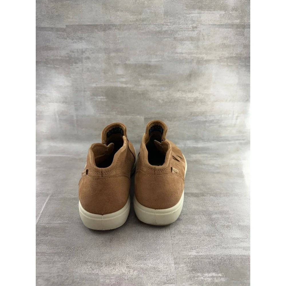 ECCO Soft 7 Tred Zip Booties Camel Brown Nubuck Leather Women Sz 8-8.5 430243